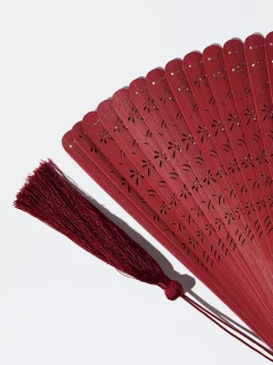 PARFOIS Abanico Bamb&uacute; Con Perforado Burdeos Best