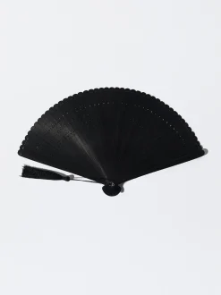 PARFOIS Abanico Bamb&uacute; Con Perforado Negro Best