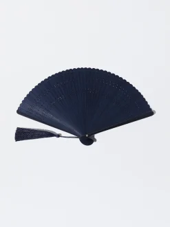 PARFOIS Abanico Bamb&uacute; Con Perforado Azul Marino Discount