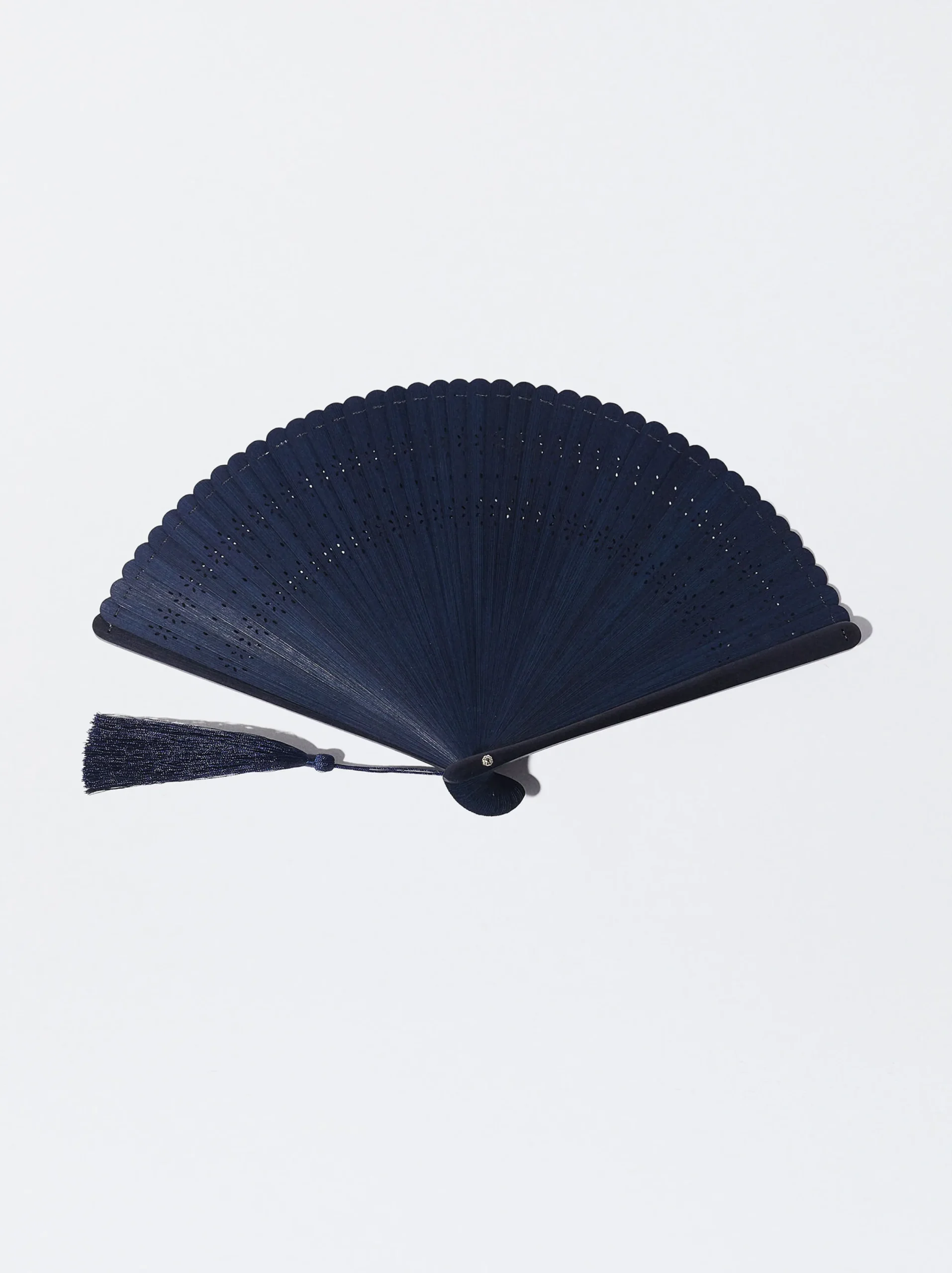 PARFOIS Abanico Bambú Con Perforado Azul Marino Discount