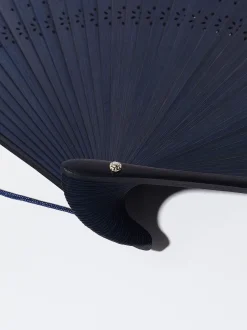 PARFOIS Abanico Bamb&uacute; Con Perforado Azul Marino Discount