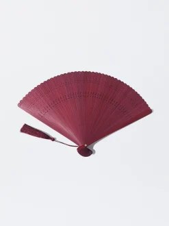 PARFOIS Abanico Bamb&uacute; Con Perforado Burdeos Discount