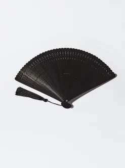 PARFOIS Abanico Bamb&uacute; Con Perforado Negro Hot