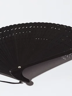 PARFOIS Abanico Bamb&uacute; Con Perforado Negro Hot