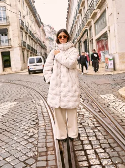 PARFOIS Abrigo Acolchado Con Capucha Beige Online