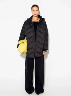 PARFOIS Abrigo Acolchado Con Capucha Negro Store