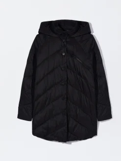 PARFOIS Abrigo Acolchado Con Capucha Negro Store