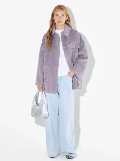 PARFOIS Abrigo Con Bolsillos Solapa Violeta Best Sale