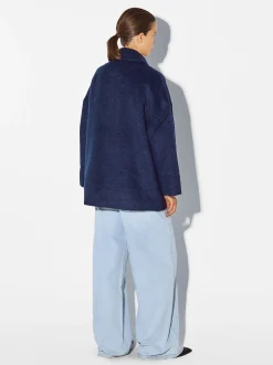 PARFOIS Abrigo Con Bolsillos Solapa Azul New
