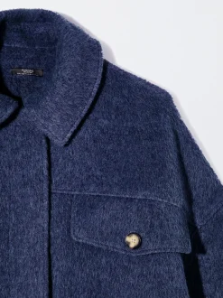 PARFOIS Abrigo Con Bolsillos Solapa Azul New