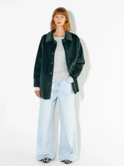 PARFOIS Abrigo De Pelo Con Bolsillos Verde Store