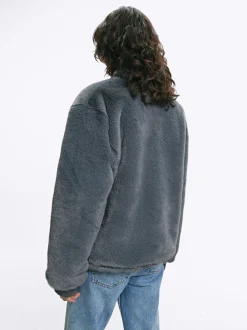 PARFOIS Abrigo De Pelo Con Bolsillos Gris Discount