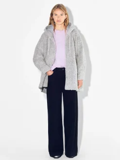 PARFOIS Abrigo Largo Con Capucha Gris Flash Sale