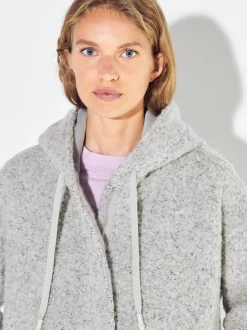 PARFOIS Abrigo Largo Con Capucha Gris Flash Sale