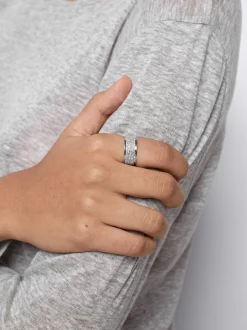 PARFOIS Anillo Con Brillantes Plateado Outlet