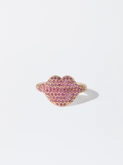 PARFOIS Anillo Con Circonias Fucsia Fashion