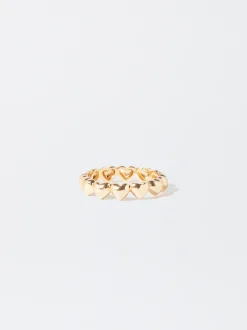 PARFOIS Anillo Con Corazones Dorado Cheap