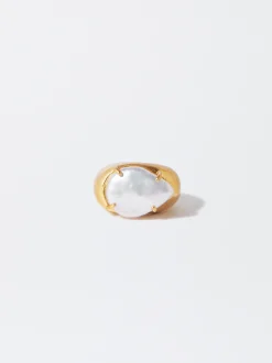 PARFOIS Anillo Con Perla De Agua Dulce Dorado Discount