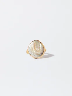 PARFOIS Anillo Con Perla De Agua Dulce Dorado Flash Sale