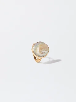 PARFOIS Anillo Con Perla De Agua Dulce Dorado Flash Sale