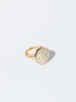 PARFOIS Anillo Con Perla De Agua Dulce Dorado Flash Sale