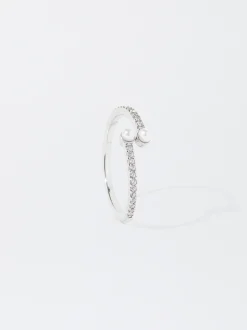 PARFOIS Anillo Con Perla Y Circonitas Plateado Flash Sale