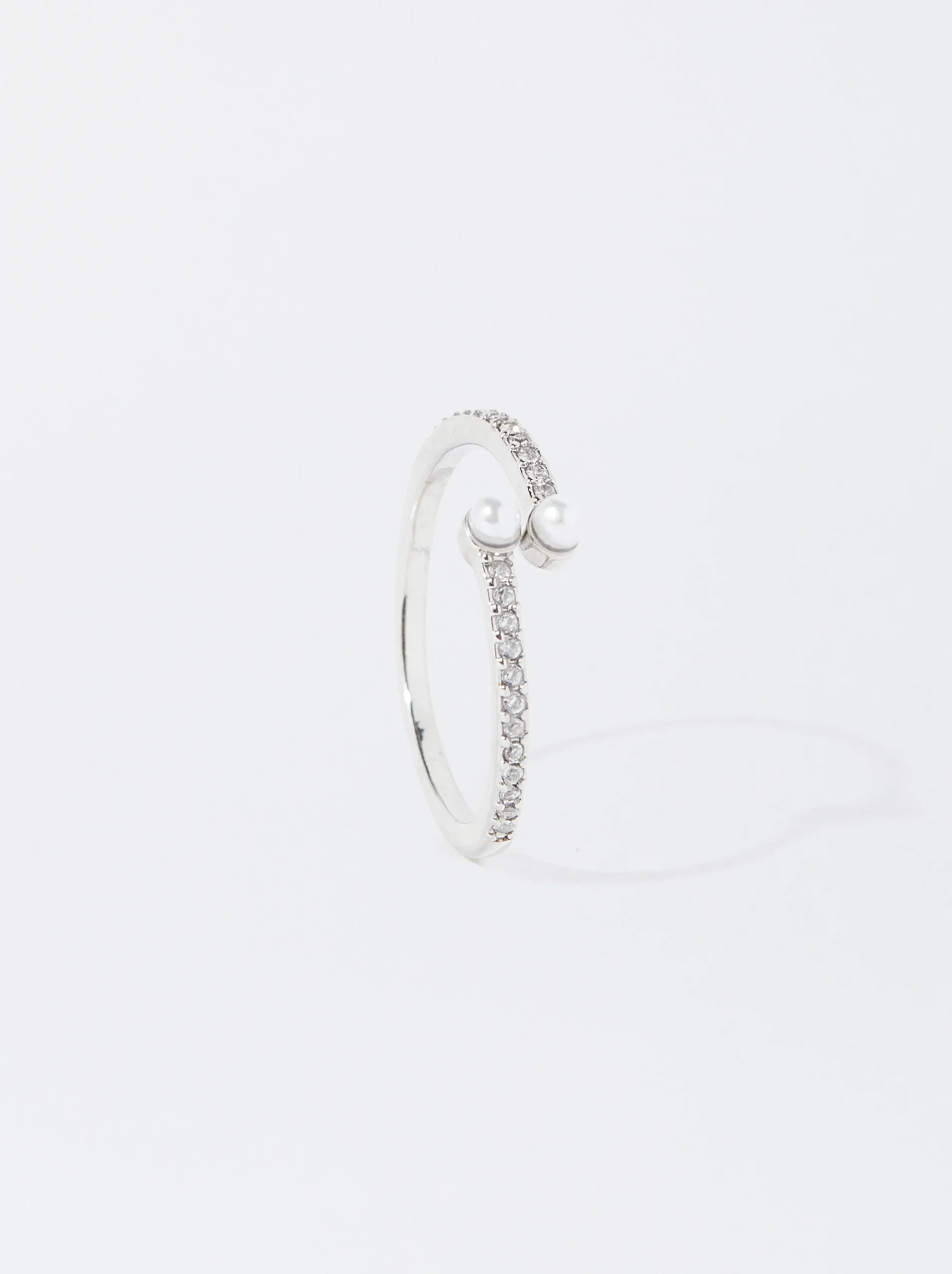 PARFOIS Anillo Con Perla Y Circonitas Plateado Flash Sale