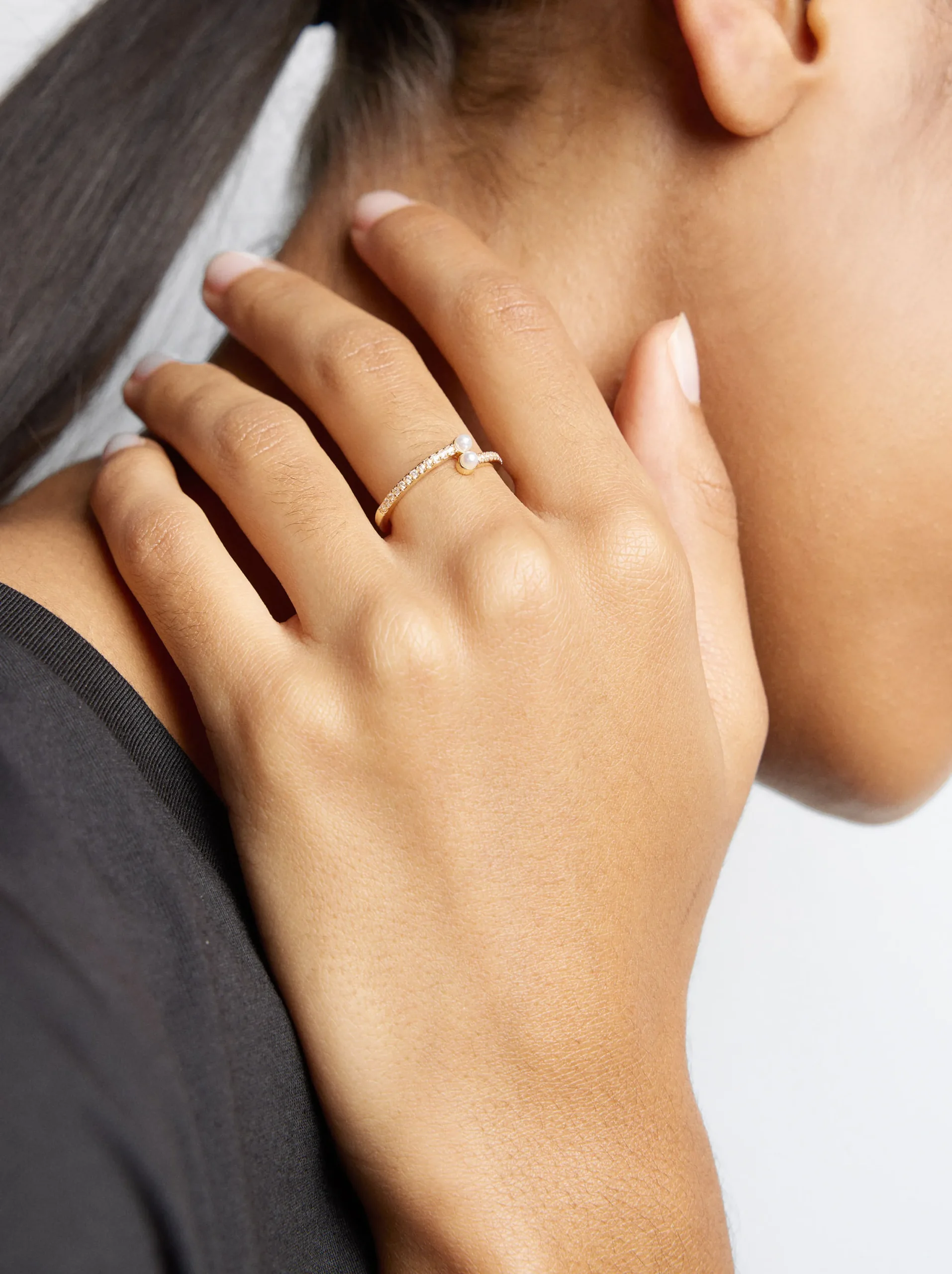 PARFOIS Anillo Con Perla Y Circonitas Dorado Sale