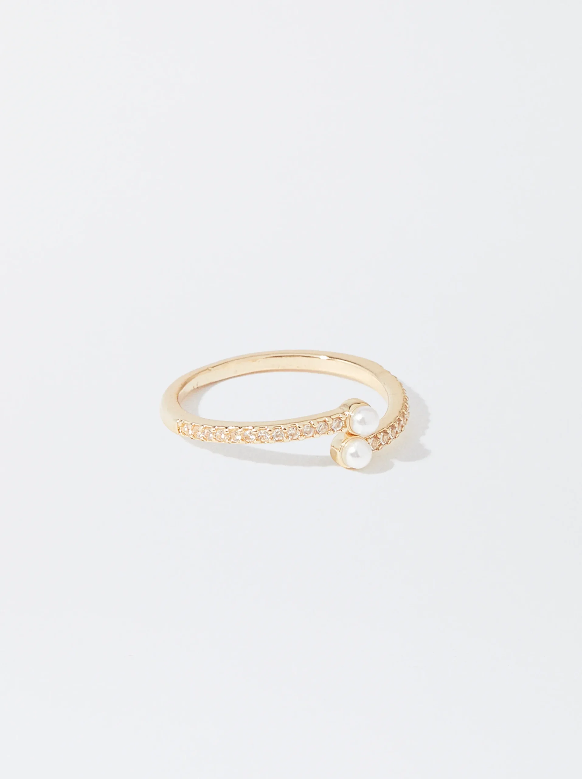 PARFOIS Anillo Con Perla Y Circonitas Dorado Sale