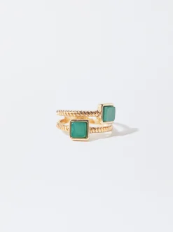 PARFOIS Anillo Con Piedra Verde Sale