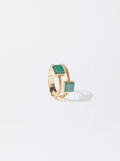 PARFOIS Anillo Con Piedra Verde Sale