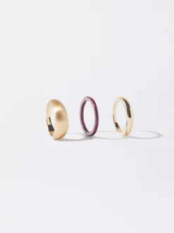 PARFOIS Anillo Con Resina Burdeos Cheap