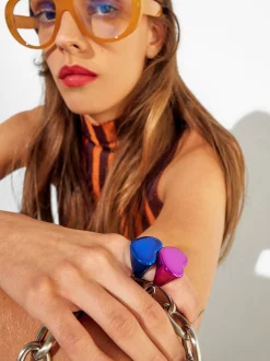 PARFOIS Anillo Coraz&oacute;n Metalizado Azul Flash Sale