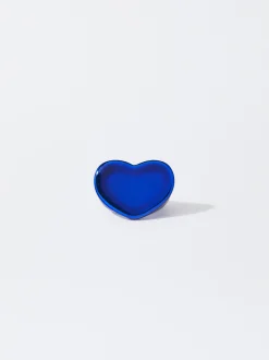 PARFOIS Anillo Coraz&oacute;n Metalizado Azul Flash Sale