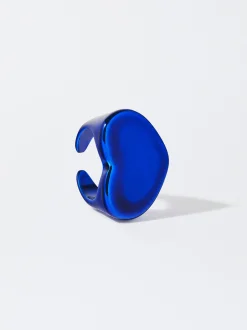 PARFOIS Anillo Coraz&oacute;n Metalizado Azul Flash Sale