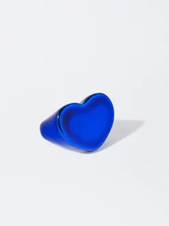 PARFOIS Anillo Coraz&oacute;n Metalizado Azul Flash Sale
