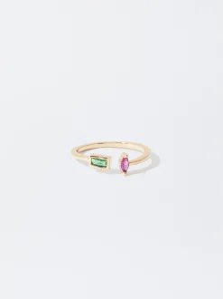 PARFOIS Anillo Dorado Con Circonitas Multicor Best Sale