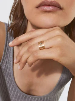 PARFOIS Anillo Dorado Con Piedra Azul Clearance
