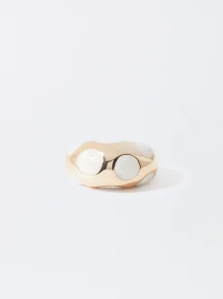 PARFOIS Anillo Dorado Esmaltado Beige Cheap