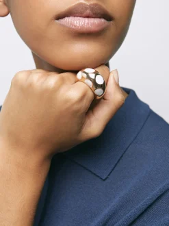 PARFOIS Anillo Dorado Esmaltado Beige Cheap
