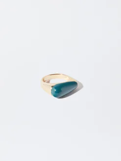 PARFOIS Anillo Dorado Esmaltado Verde Cheap