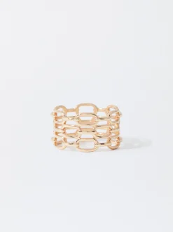 PARFOIS Anillo Mini Eslabones Dorado New