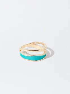 PARFOIS Anillo Esmaltado Azul Sale