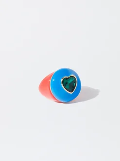 PARFOIS Anillo Esmaltado Maxi Coraz&oacute;n Multicor New