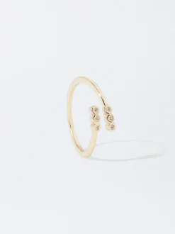 PARFOIS Anillo Fino Con Strass Verde Flash Sale