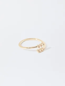 PARFOIS Anillo Fino Con Strass Verde Flash Sale