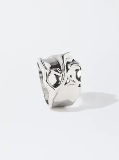 PARFOIS Anillo Con Relieve Plateado Hot