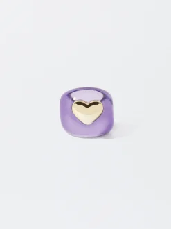 PARFOIS Anillo Resina Con Coraz&oacute;n Violeta Cheap
