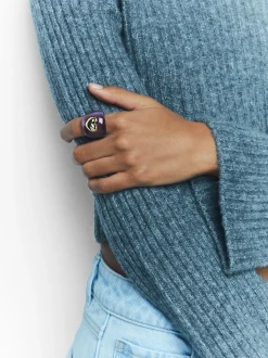 PARFOIS Anillo Resina Con Coraz&oacute;n Violeta Cheap