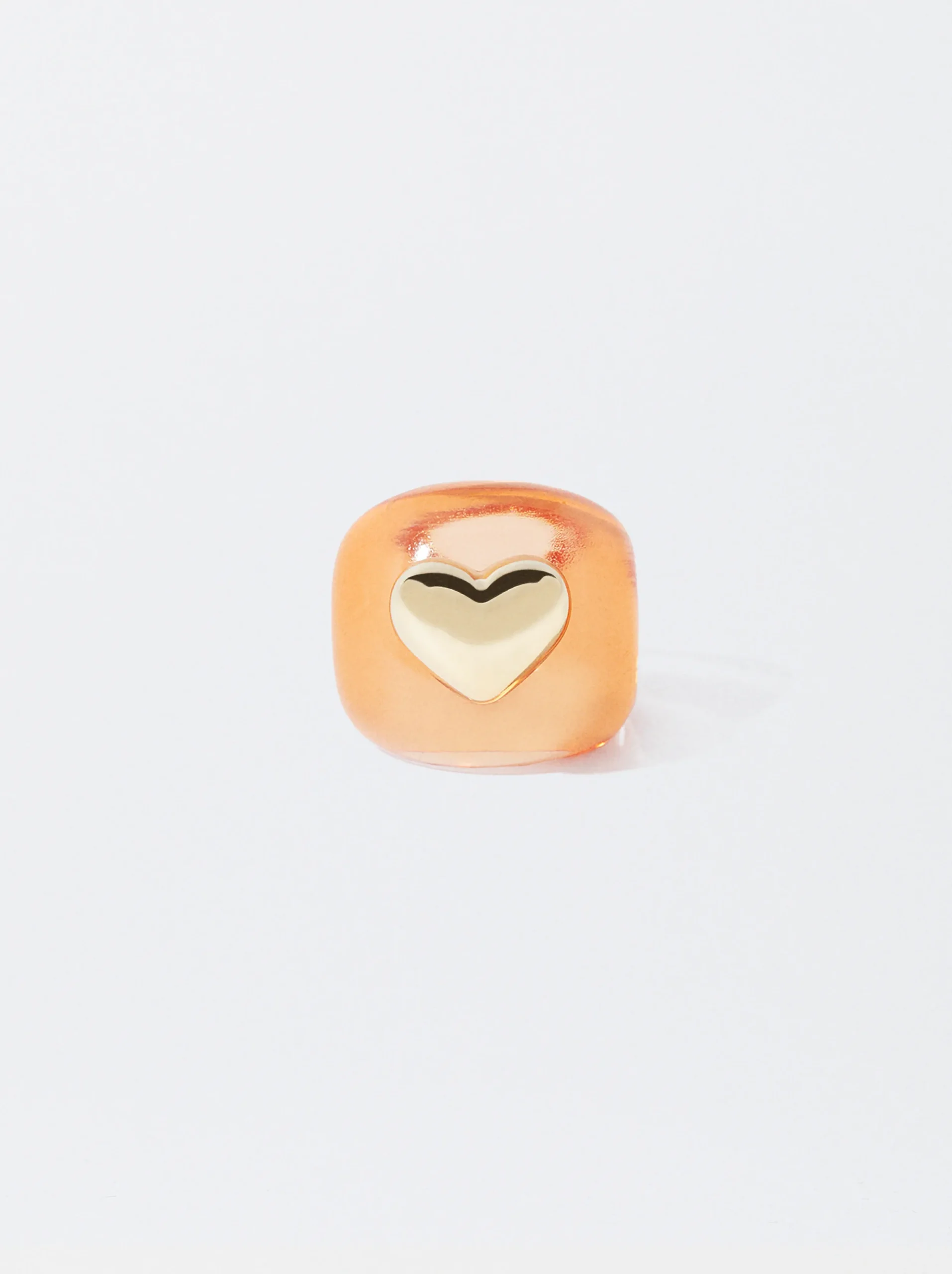 PARFOIS Anillo Resina Con Corazón Naranja Sale